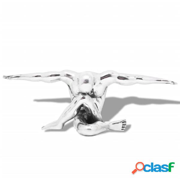 vidaXL Figura Decorativa Pensatore Alluminio Argento