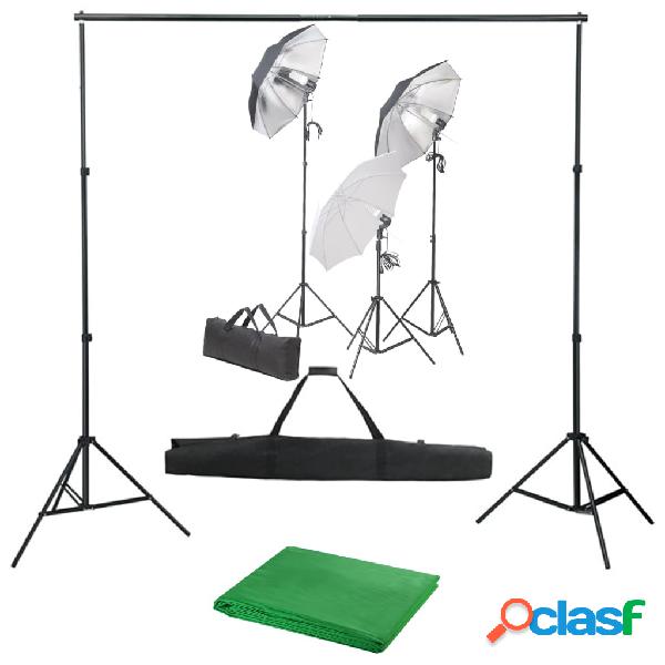 vidaXL Kit Studio Fotografico con Set Luci e Fondale