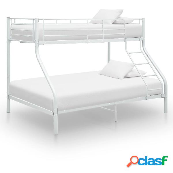 vidaXL Letto a Castello Bianco in Metallo 140x200 cm/90x200