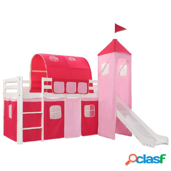 vidaXL Letto a Castello per Bambini Scivolo e Scala in Pino