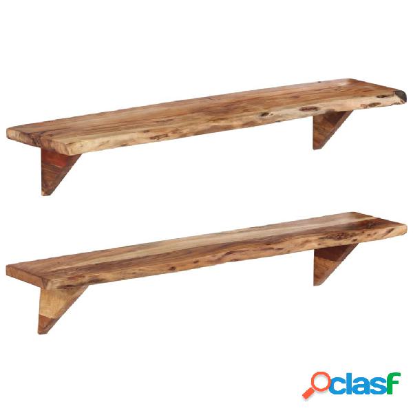 vidaXL Mensole da Parete 2 pz 110x20x18 cm in Legno Massello