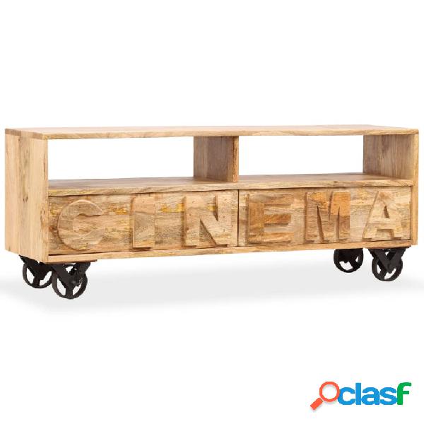 vidaXL Mobile Porta TV in Legno Massello di Mango 120x30x48