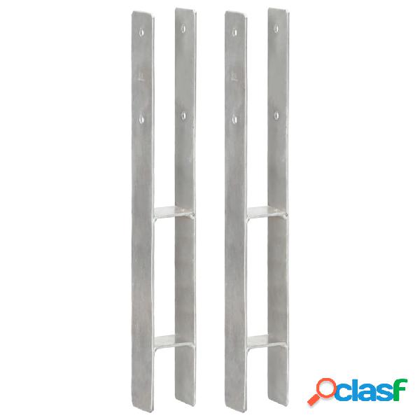 vidaXL Picchetti per Recinzione 2 pz Argento 7x6x60 cm