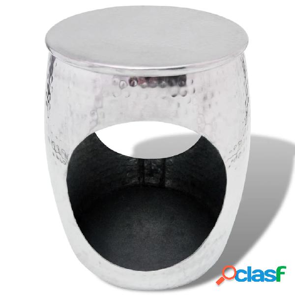 vidaXL Pouf/Tavolino a Forma di Barile in Alluminio Argento