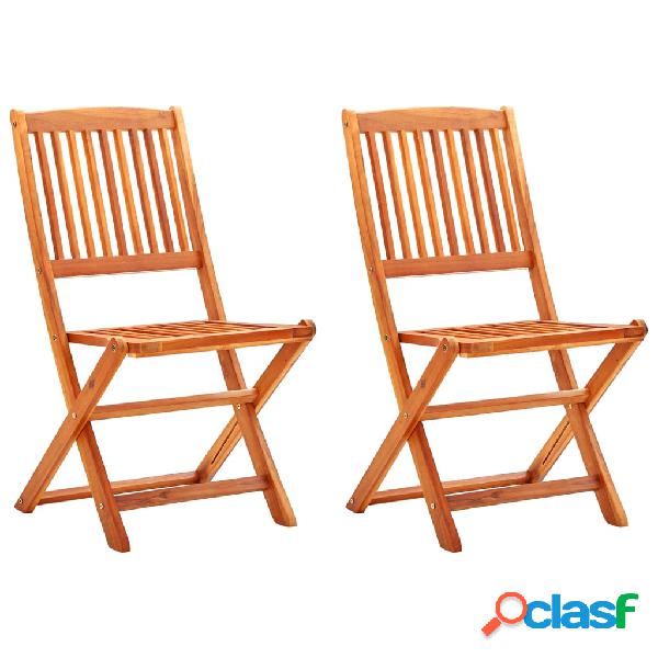 vidaXL Sedie da Giardino Pieghevoli 2pz in Legno Massello di