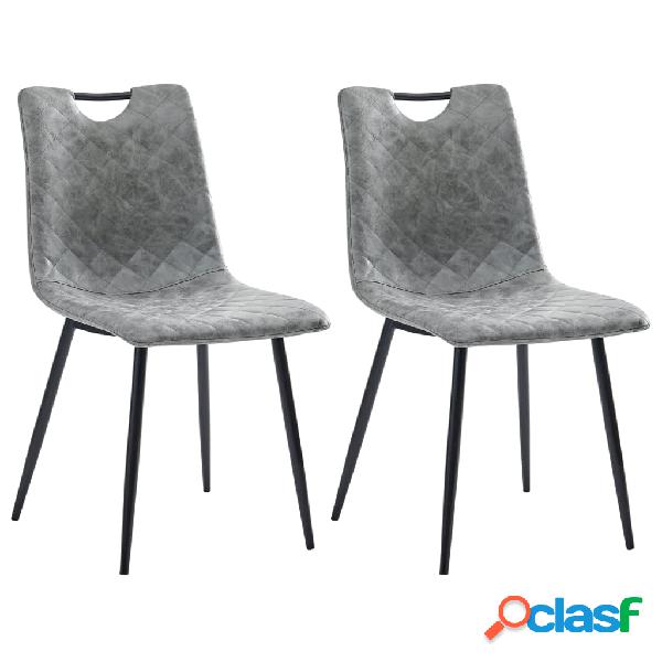 vidaXL Sedie da Pranzo 2 pz Grigio Scuro in Similpelle