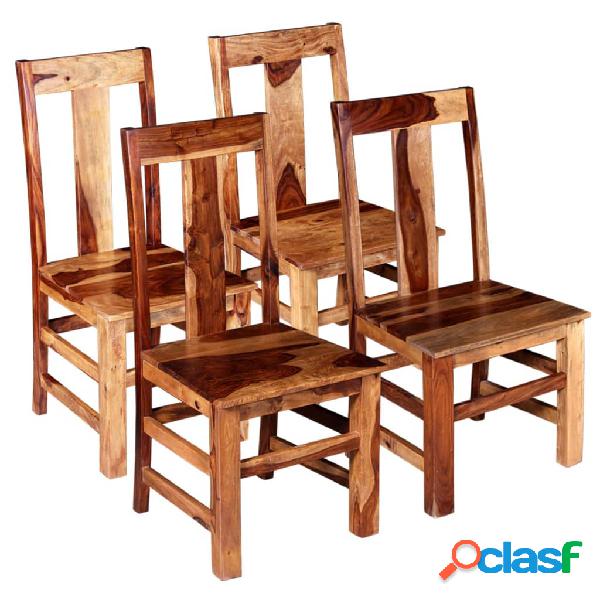 vidaXL Sedie da Pranzo 4 pz in Legno Massello di Sheesham