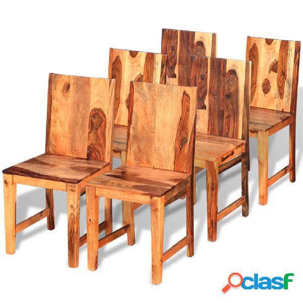 vidaXL Sedie da Pranzo 6 pz in Legno Massello di Sheesham