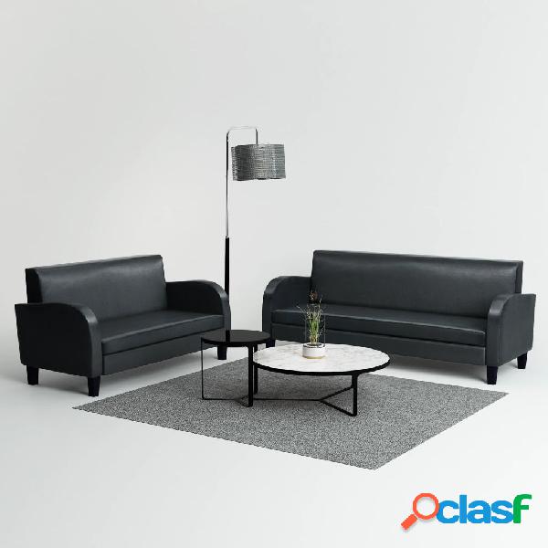 vidaXL Set Divani 2 pz in Pelle Artificiale Nera