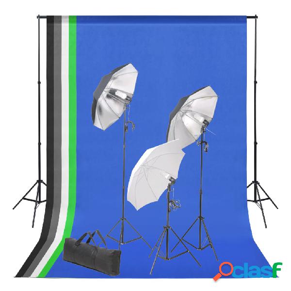 vidaXL Set Studio Fotografico con Sfondi e Kit Luci