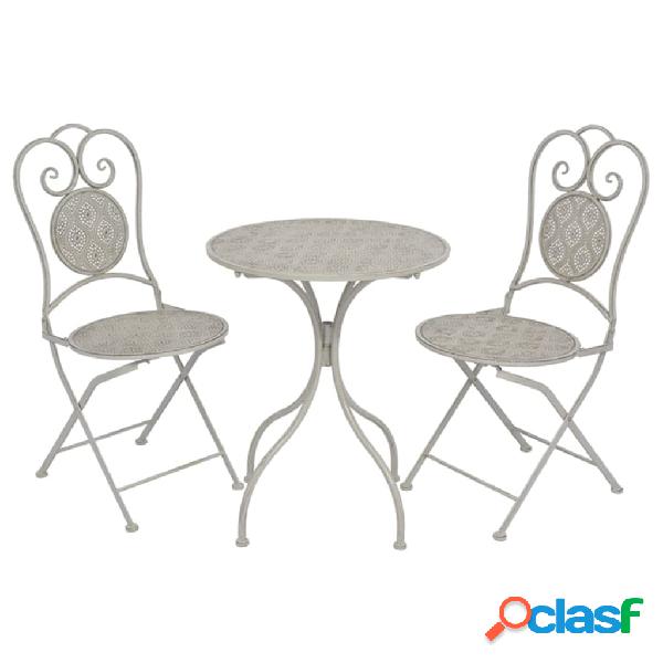 vidaXL Set da Bistrò 3 pz in Acciaio Grigio