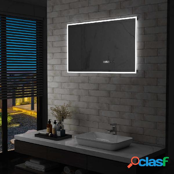 vidaXL Specchio a LED Bagno con Sensore Tattile e Orologio