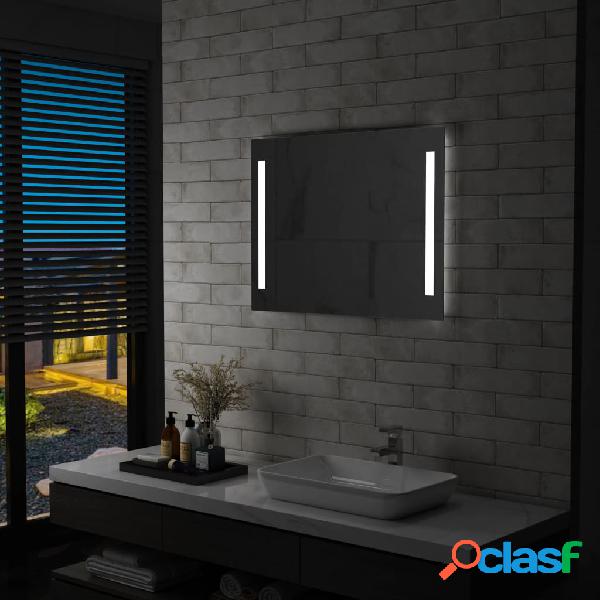 vidaXL Specchio da Parete a LED per Bagno 80x60 cm