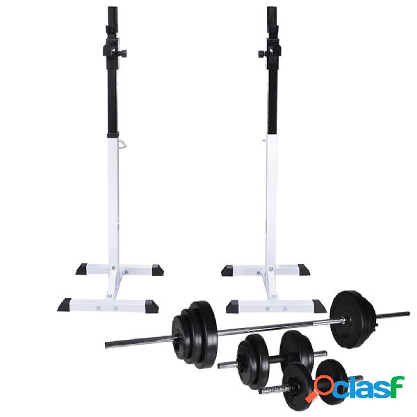 vidaXL Stazione per Squat con Bilanciere e Set di Manubri da