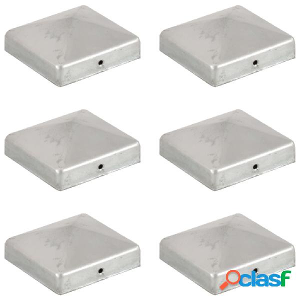 vidaXL Tappi per Pali a Piramide 6 pz in Metallo Zincato