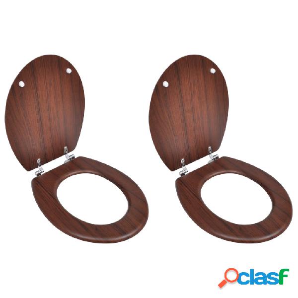 vidaXL Tavolette WC con Coperchi 2 pz in MDF Marroni