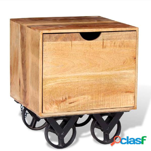vidaXL Tavolino con Cassetto e Ruote in Legno di Mango