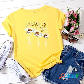 women daisy butterfly graphic t-shirts faith hope love