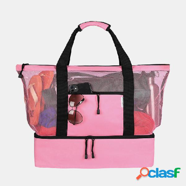 1 PC Outdoor campeggio Tote in rete da spiaggia Borsa con