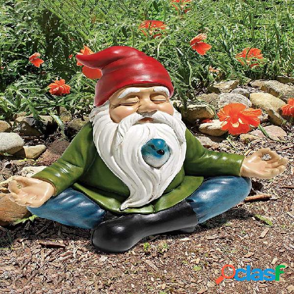 1 PZ Giardino Nano Gnomo Yoga Sedersi Statua In Resina In