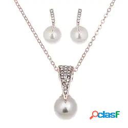 1 confezione Set di gioielli For Per donna Perle Bianco
