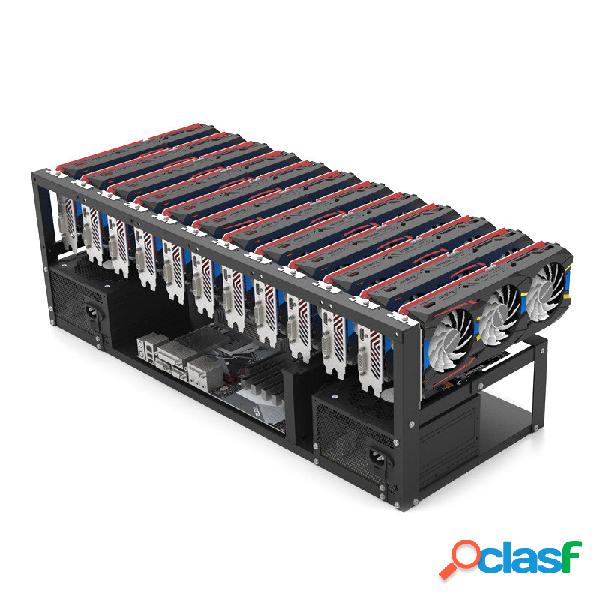 12 GPU Mining Rig Acciaio Open Air Miner Frame Case