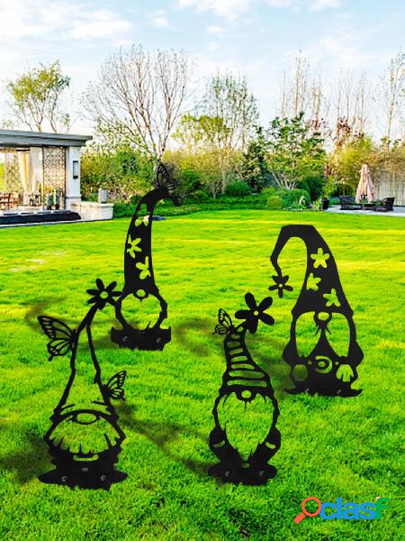 1PC Metallo Giardino Erba Albero Inserto Decor Gnome Dwarf