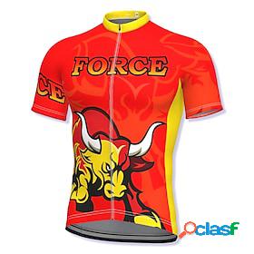 21Grams Mens Cycling Jersey Short Sleeve Red Cow Funny Bike