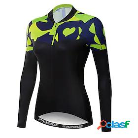 21Grams Womens Cycling Jersey Long Sleeve Green / Black