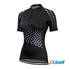21Grams Womens Cycling Jersey Short Sleeve Black Polka Dot