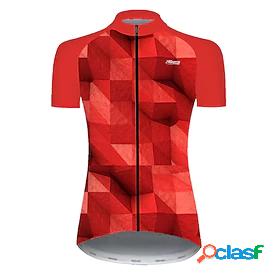 21Grams Womens Cycling Jersey Short Sleeve Black / Red Plaid