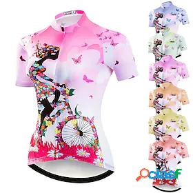 21Grams Womens Cycling Jersey Short Sleeve Green Purple Rosy