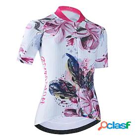 21Grams Womens Cycling Jersey Short Sleeve White Floral