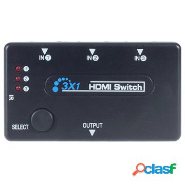 3-port HDMI Switch with Remote Control - Black