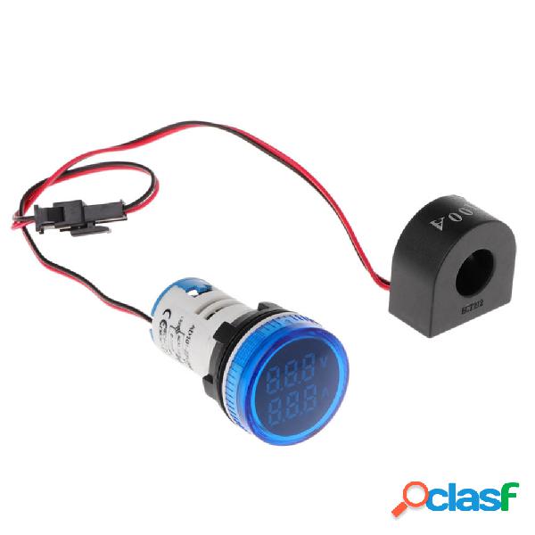 3 pz Blue Light 2in1 22mm AC50-500V 0-100A Amp Voltmetro