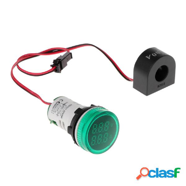 3 pz Green Light 2in1 22mm AC50-500V 0-100A Amp Voltmetro