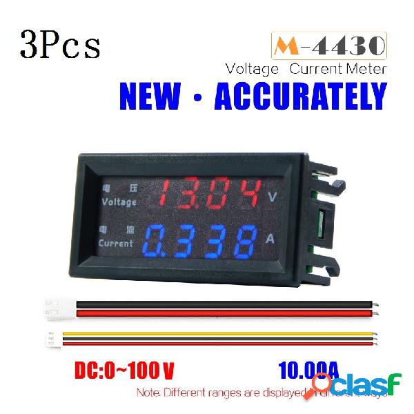 3Pcs M4430 Mini Voltmetro Digitale Amperometro DC 100V 10A