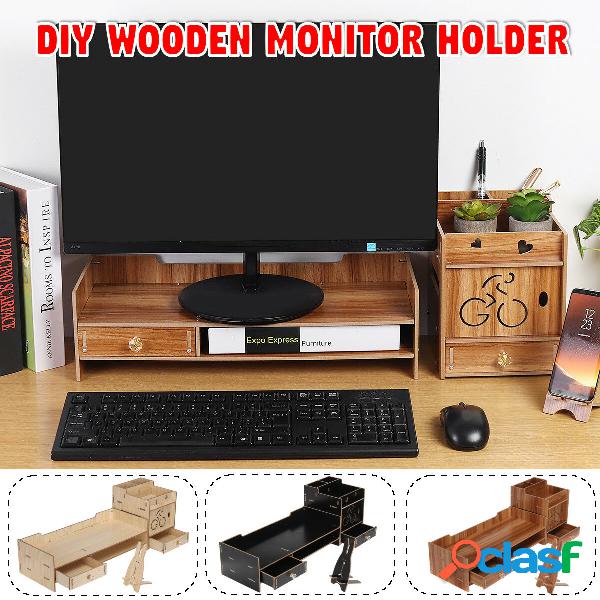 49X20X13.5cm Supporto per monitor multifunzionale in legno