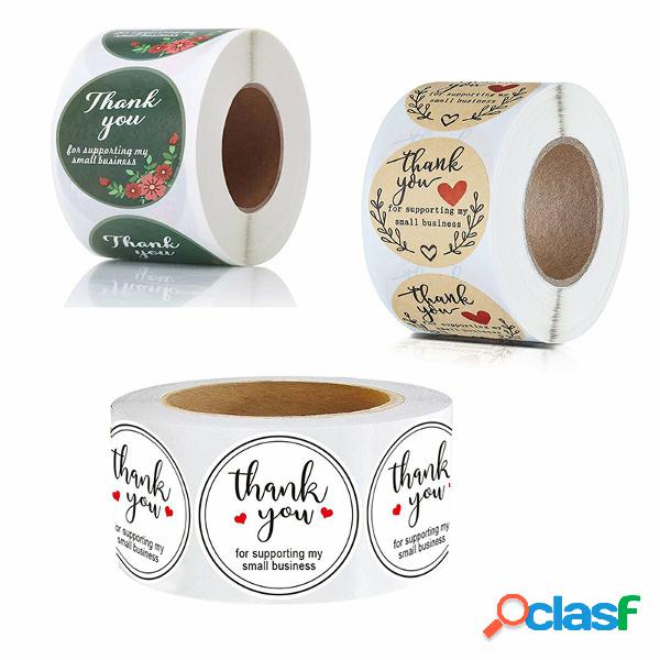 500Pcs / Roll 25mm Grazie Etichetta adesiva rotonda regalo