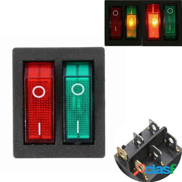 6 Pin Doppio SPST On / Off Interruttore per bilancieri Rosso