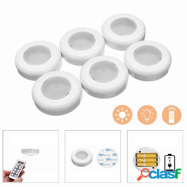 6Pcs 0.5W Round remoto Control LED Cabinet Light Dimmer