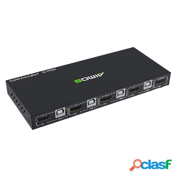 AIMOS HD KVM Switch Scatola 18 Gbps 4K 60Hz Ultra HD 4 input