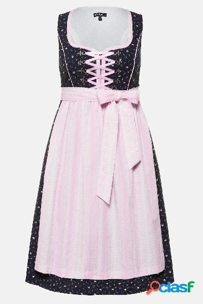 Abito in stile Dirndl, fantasia floreale, allacciatura