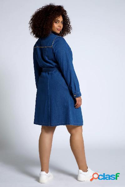 Abito svasato di jeans a maniche lunghe in stile Western,
