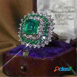Anello Smeraldo Verde Placcato in platino Lega Moda 1 pc 5 6
