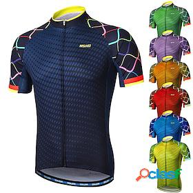 Arsuxeo Mens Cycling Jersey Short Sleeve Navy Green Purple