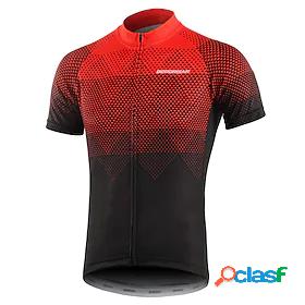 BERGRISAR Mens Cycling Jersey Short Sleeve Black / Red Green