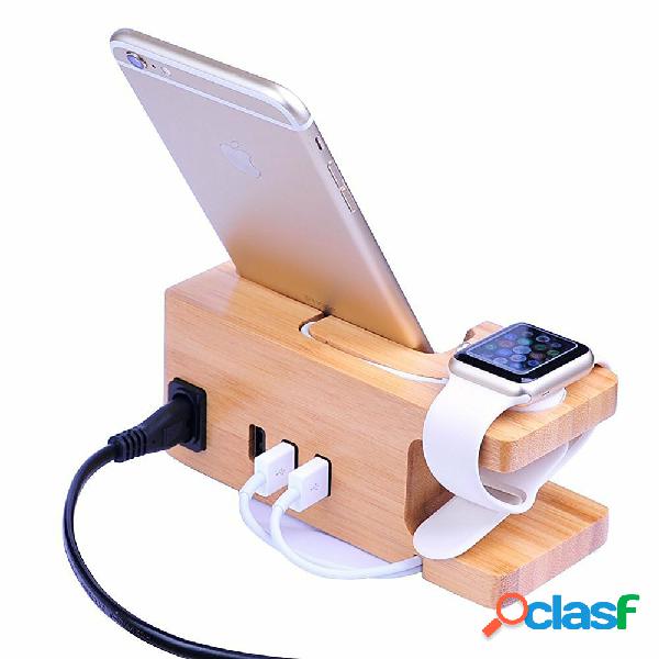 Bakeey Dock di ricarica multifunzione in bambù per Apple
