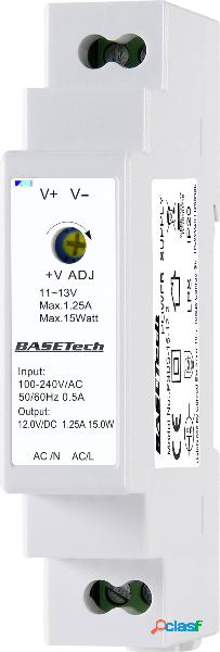 Basetech PSDS-15-12-2 Alimentatore per guida DIN 12 V 1.25 A