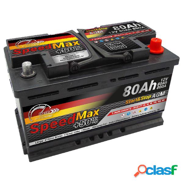 Batteria Speed Max 80 Ah AGM 800A Start-Stop 12v